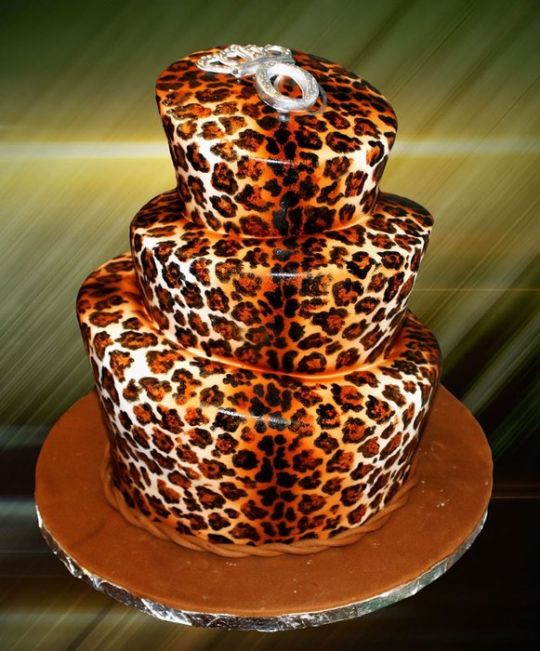 Leopard Print Birthday Cake