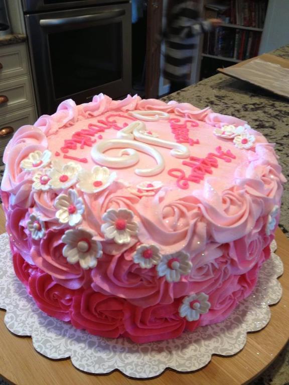 Ombre Rosette Cake Sweet 16 Birthday