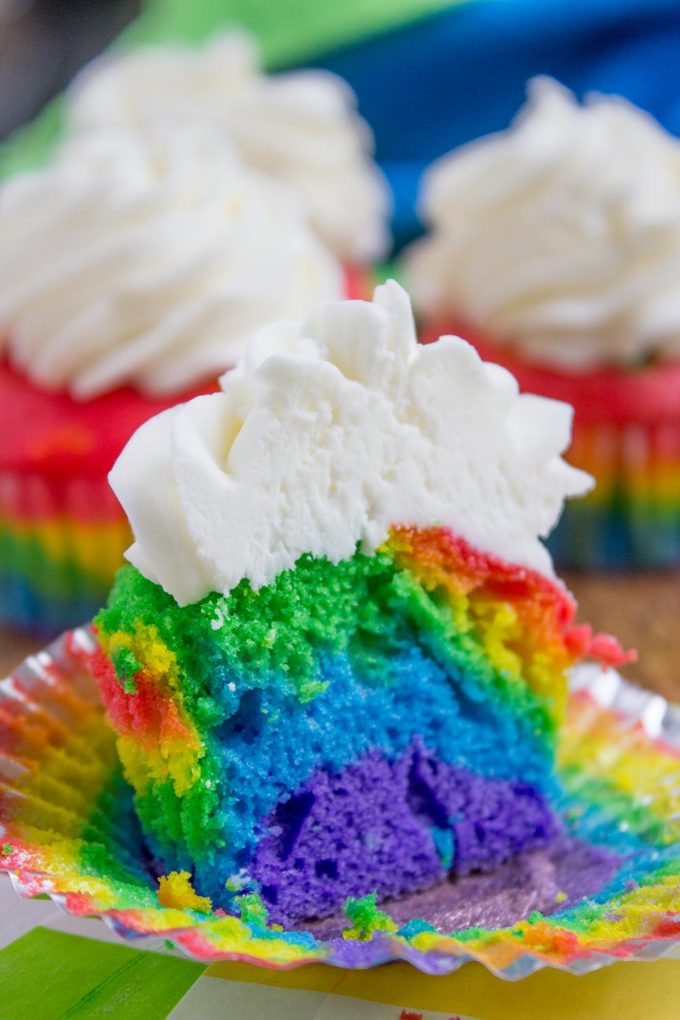 Rainbow Cupcakes with Vanilla Frosting