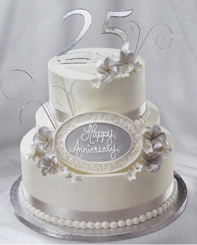 Silver Wedding Anniversary Cake Topper