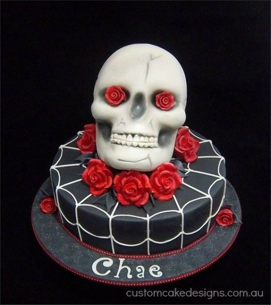 Skull and Roses Birthday Cake