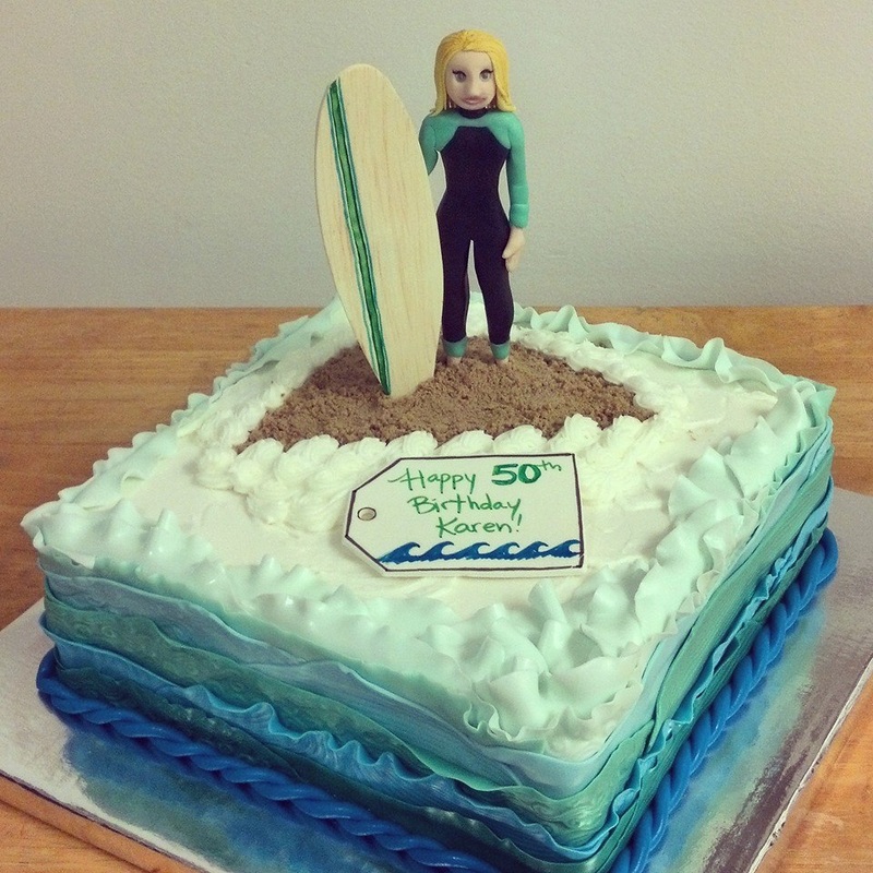 Surfer Girl Happy Birthday Cake