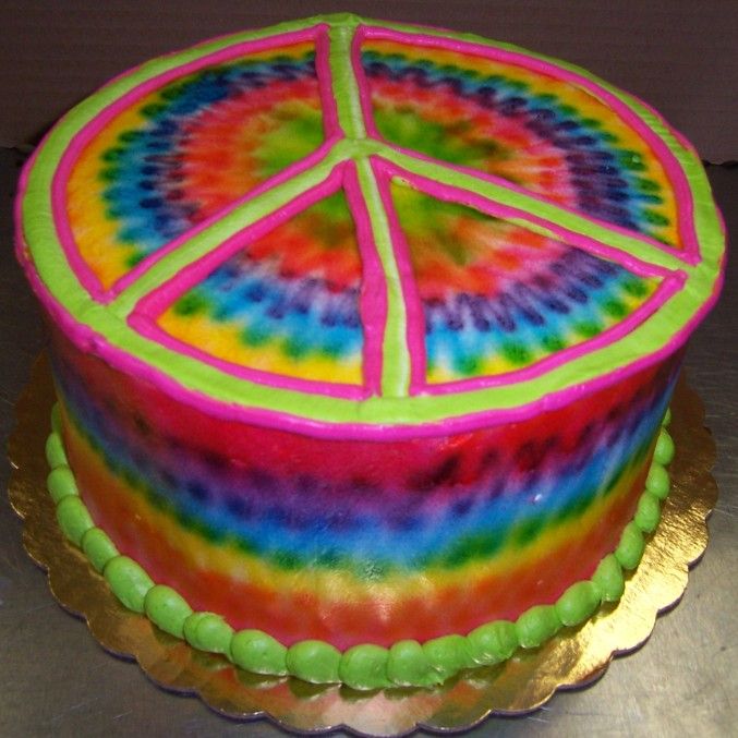 Tie Dye Peace Sign Cake