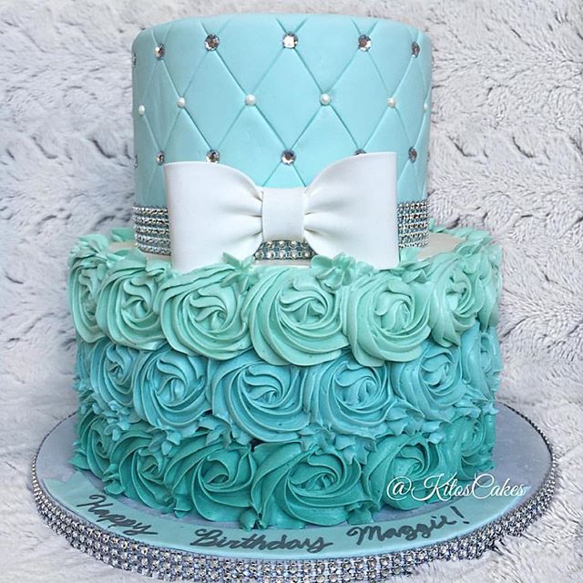 Turquoise Fondant Birthday Cakes