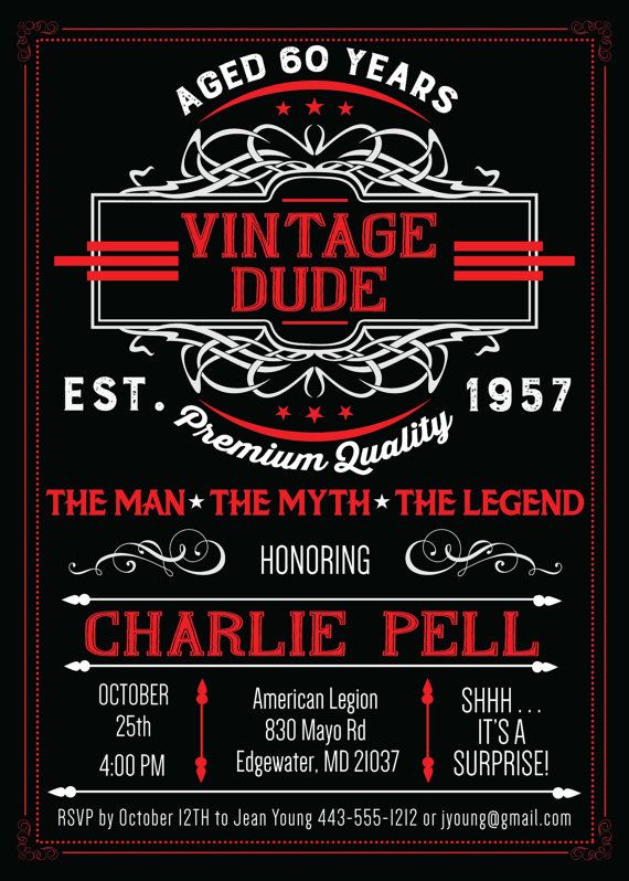 Vintage Dude 40th Birthday Party Invitations