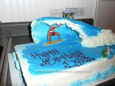 Wave Surfer On a Birthday Cake