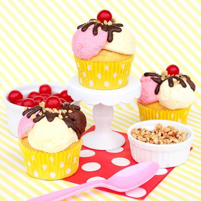 Banana Split Cupcakes