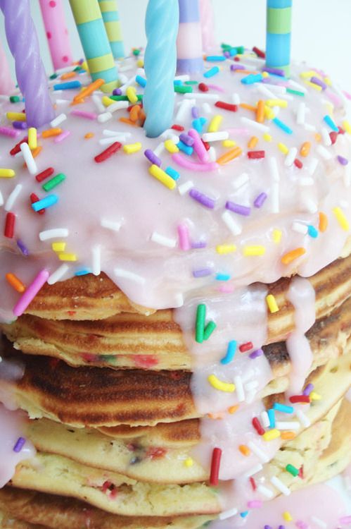 Birthday Cake Pancakes with Sprinkles