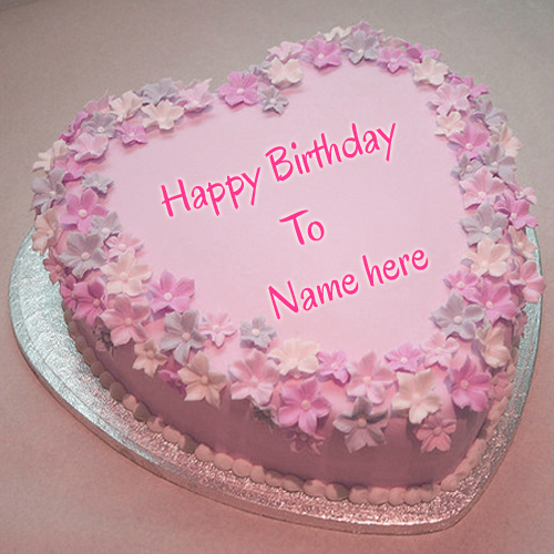 Birthday Cake with Pink Flowers