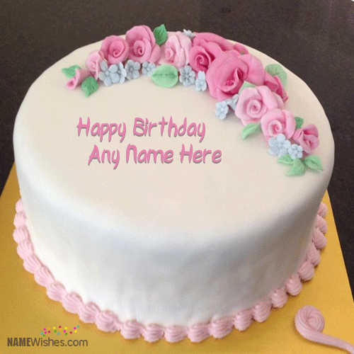 Birthday Cake with Pink Roses