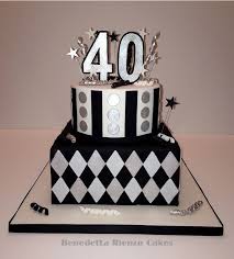 Black and White 40th Birthday Cake