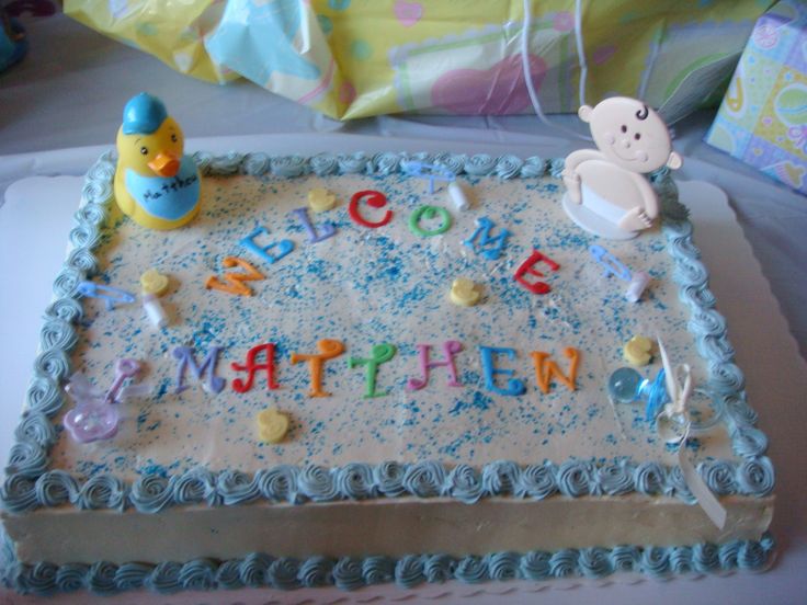 Blue Baby Shower Sheet Cake