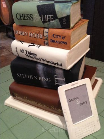 Cake Shaped Like Stacks of Books