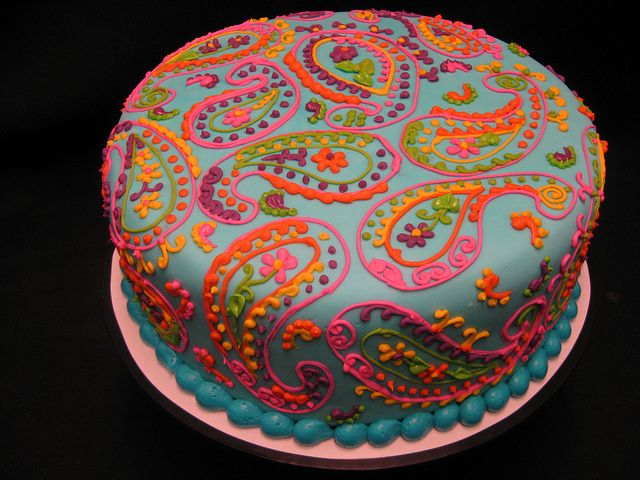 10 Photos of Paisley Print Birthday Cakes