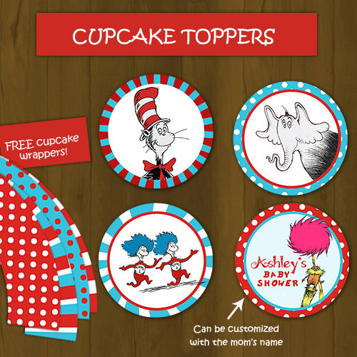 Dr. Seuss Baby Shower Cupcake Toppers