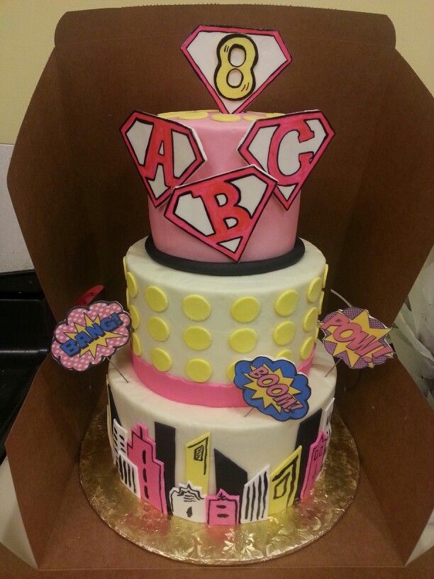 10 Photos of Super Hero Birthday Party Girl Cakes