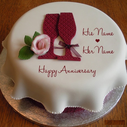 Happy Anniversary Cake with Name