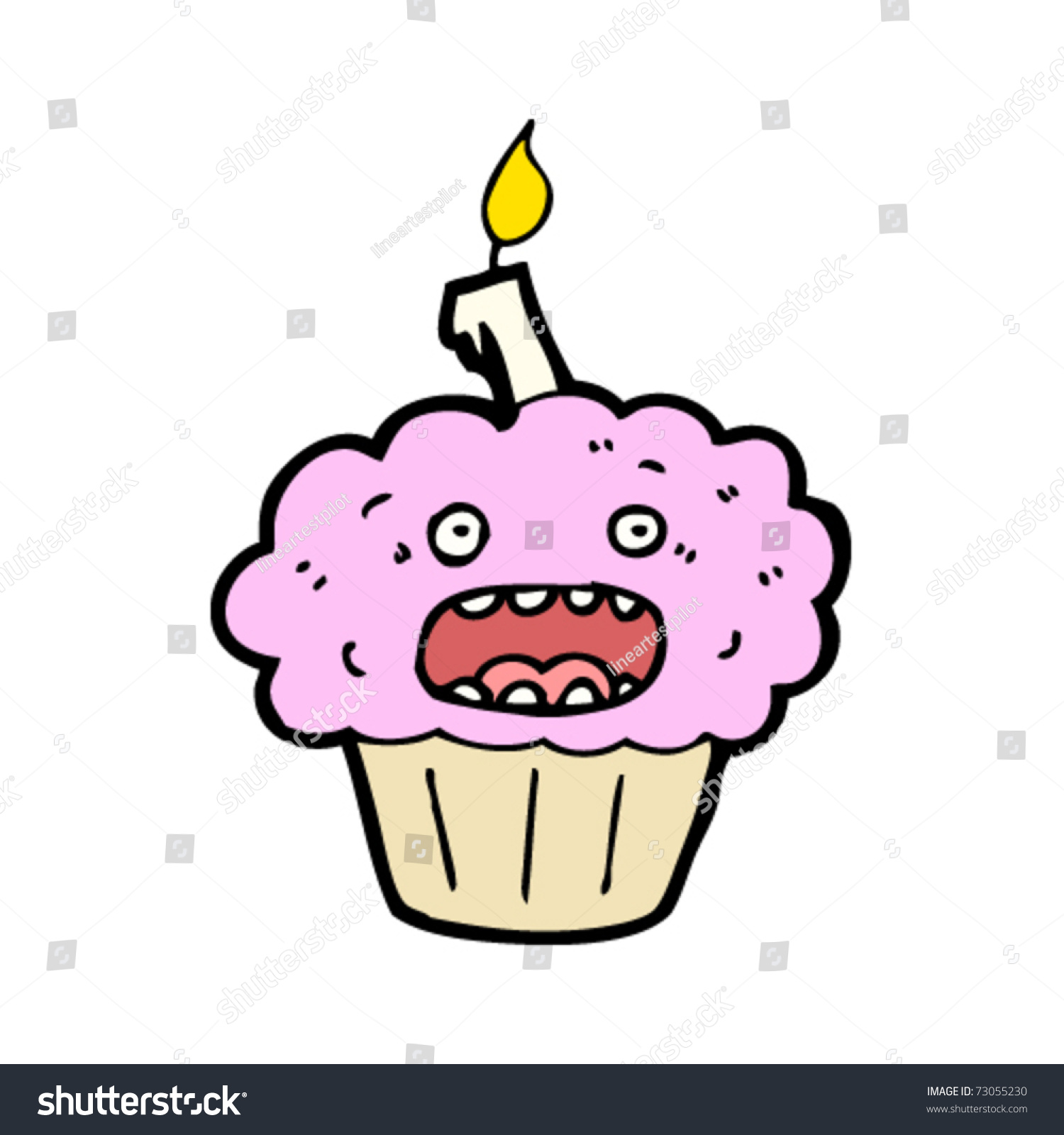 Happy Birthday Cupcake Cartoon