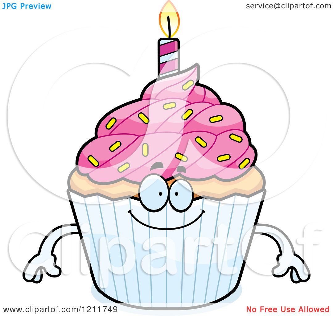 Happy Birthday Cupcake Cartoon