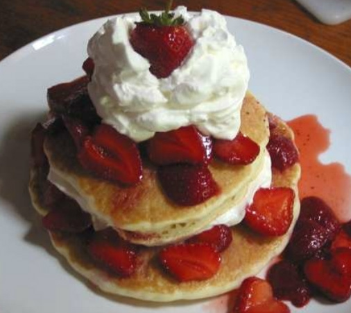 Pancakes with Whipped Cream and Fruit