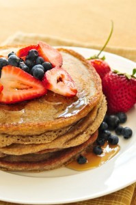 Pancakes with Whipped Cream and Fruit