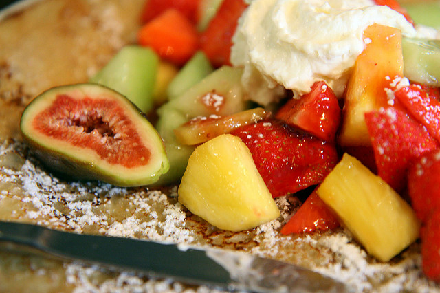 Pancakes with Whipped Cream and Fruit