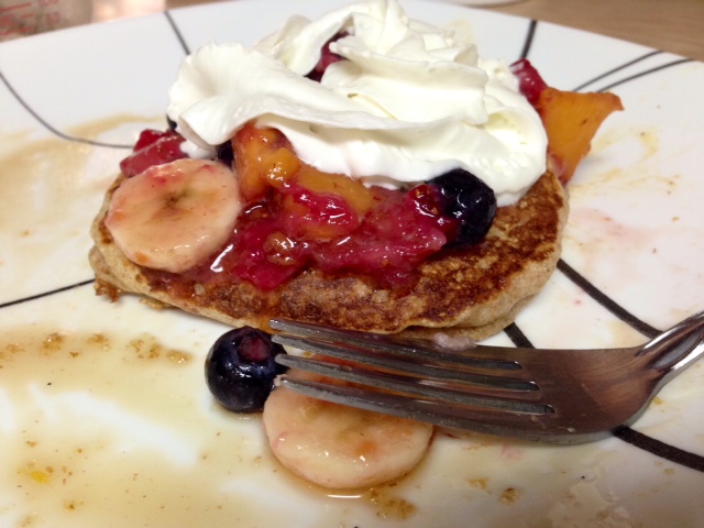 Pancakes with Whipped Cream and Fruit