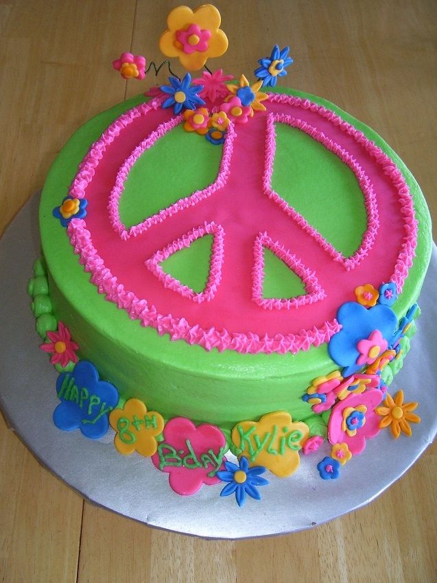 Peace Sign Birthday Cakes for Girls