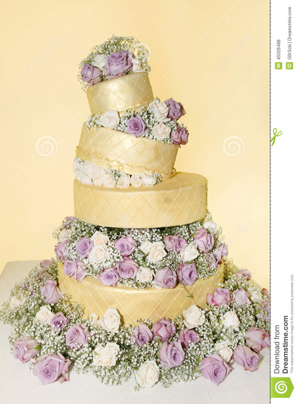 Purple and White Rose Wedding Cake