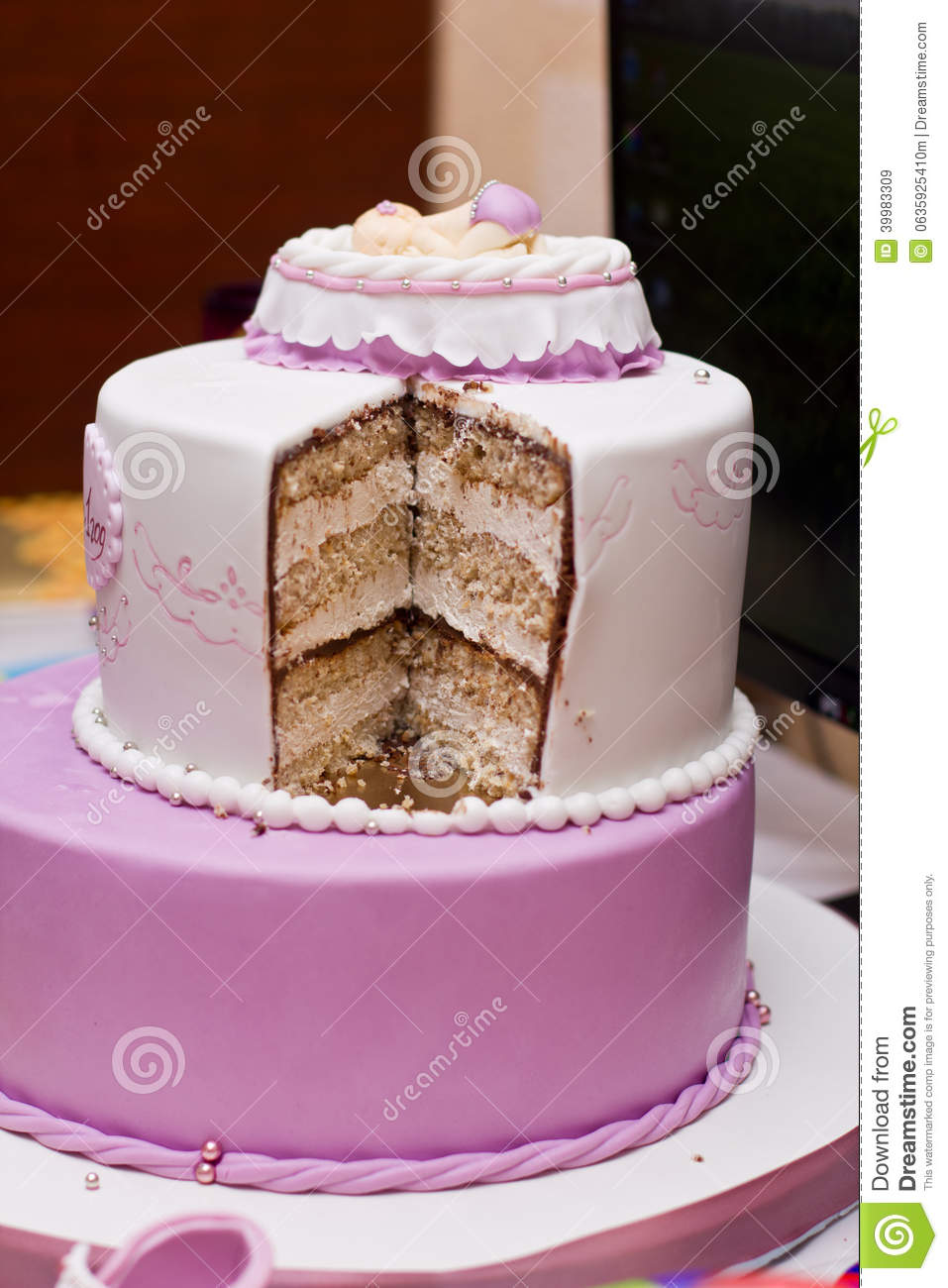 Purple and White Wedding Cake