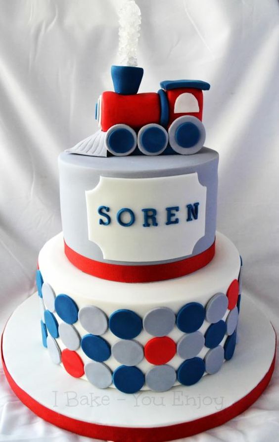 Red White and Blue Birthday Cake Train