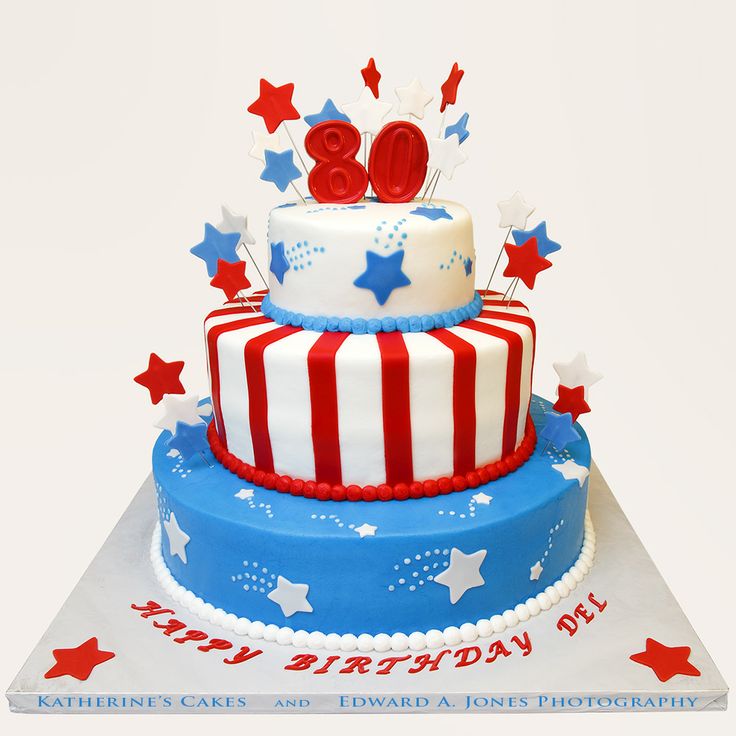 Red White and Blue Birthday Cake