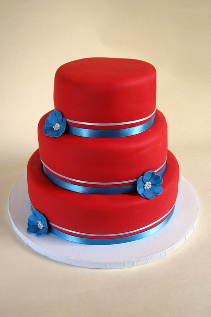 Red White and Blue Wedding Cake