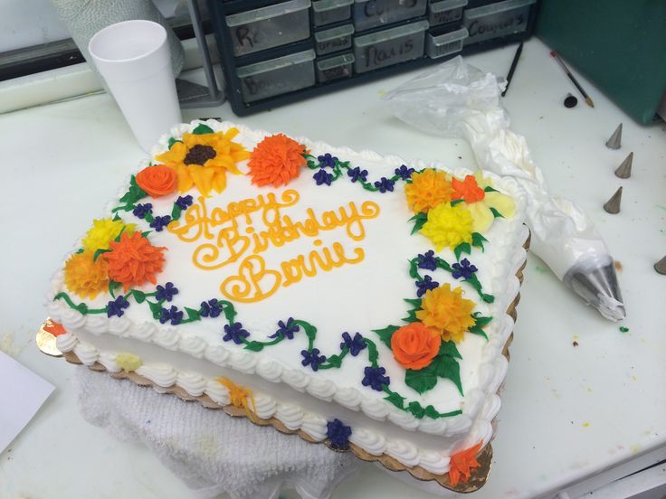 Sheet Cake with Orange Flowers