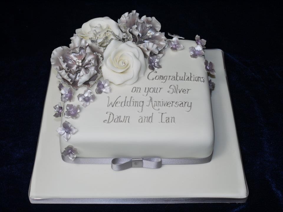 Silver Wedding Anniversary Cake