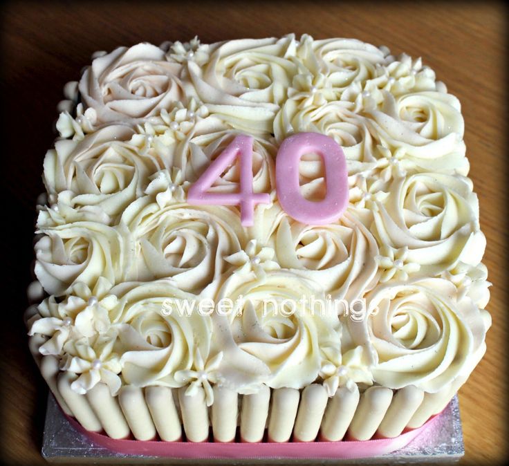 Square Birthday Cake with Roses