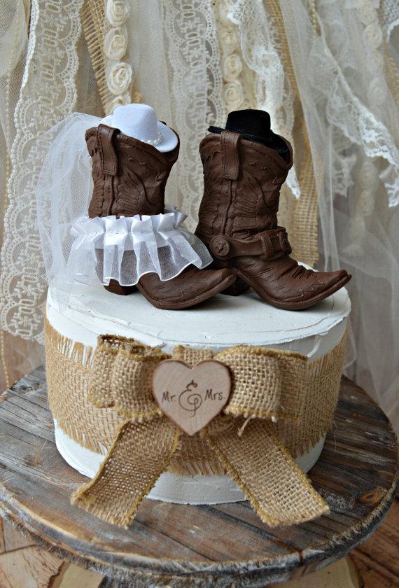 Western Cowboy Boots Wedding Cake Topper