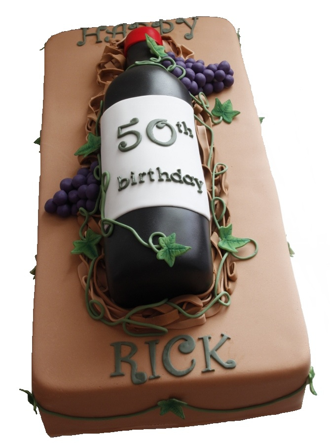 50th Birthday Wine Bottle Cake