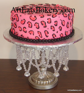 Black and Pink Leopard Birthday Cake