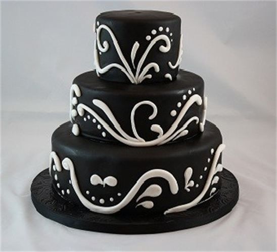 Black and White Elegant 50th Birthday Cake