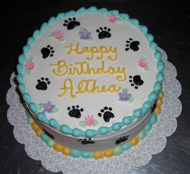 Dog Paw Print Birthday Cake