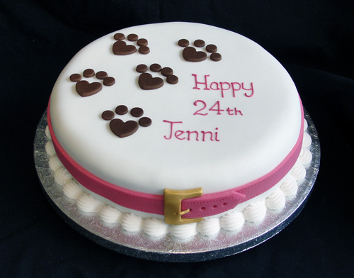 Dog Paw Print Birthday Cake