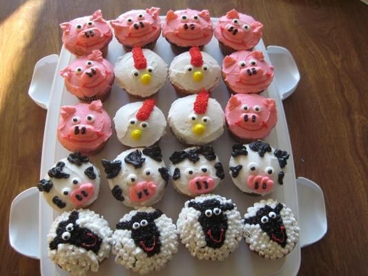 Farm Animal Cupcakes for Kids Birthday Party