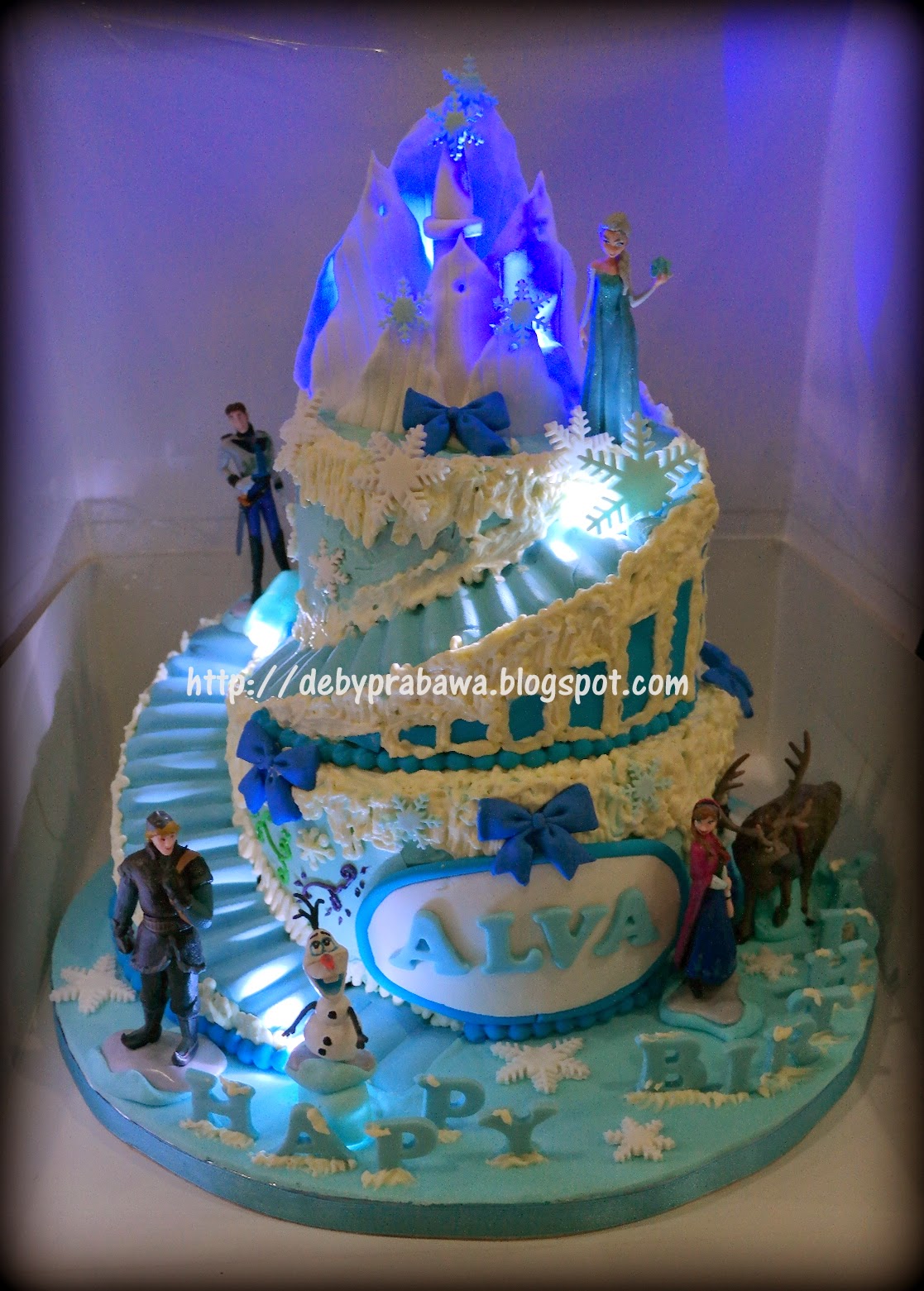 Frozen Themed 2 Tier Birthday Cake