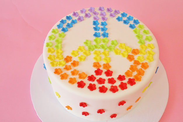 Girls Peace Sign Birthday Cake