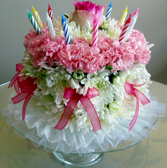 Happy Birthday Cake with Flowers