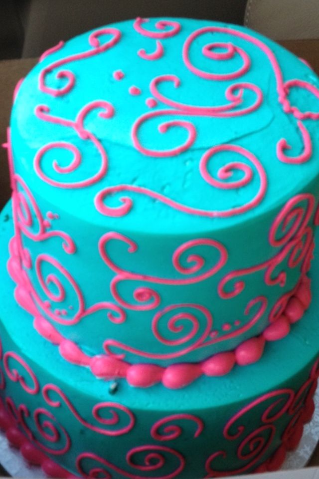 Hot Pink and Teal Cake