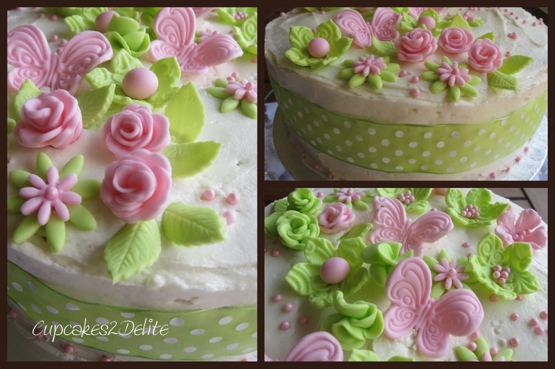 Lime Green and Pink Birthday Cake