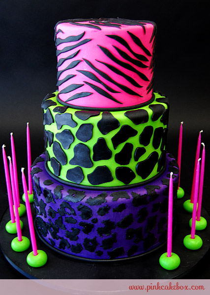 11 Photos of Zebra Print Birthday Cakes With Light Blue Lime Green And Pink With Cheetah Print