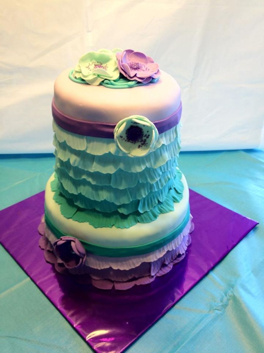 Ombre Ruffle Birthday Cake